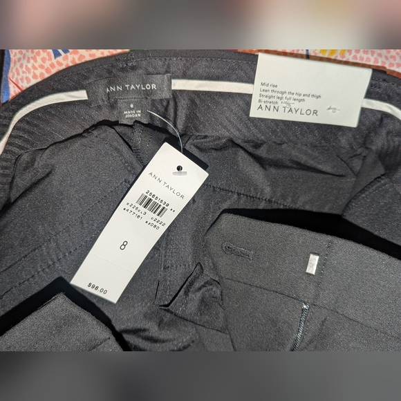 The Straight Ann Taylor Pants Black Mid Rise Bi-stretch Viscose Elastane 8 NEW - Picture 6 of 12